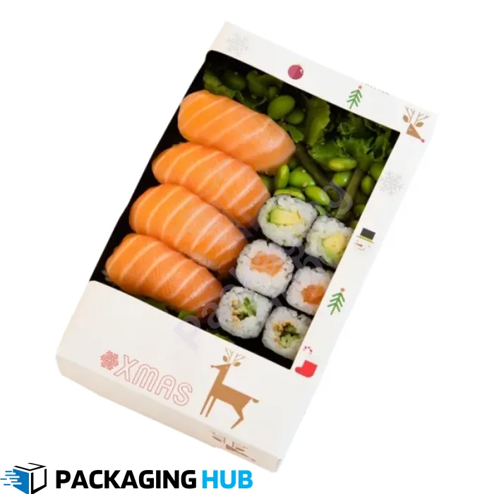 Wholesale bulk sushi boxes designed for restaurants and catering services, available in large quantities.