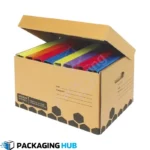 Custom archive box with a professionally printed logo for branding and organization.