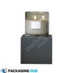 A custom candle box with a printed logo for branding and professional presentation.