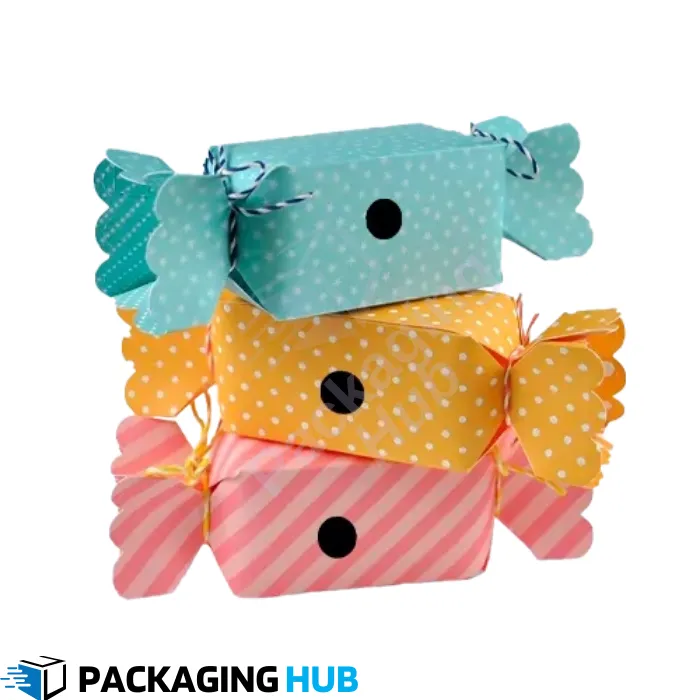 Custom candy boxes designed for corporate events, featuring branded logos and messages, ideal for client gifts or employee giveaways.