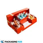 A collection of custom candy boxes featuring personalized designs and colors, perfect for special occasions like birthdays, weddings, and corporate events.