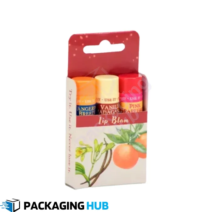 Custom-designed Chapstick boxes offering protection and branding for lip balm products.