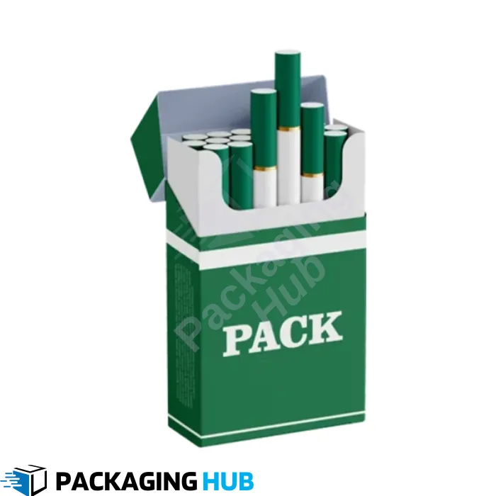 A custom cigarette box featuring a printed logo for branding and professional presentation.