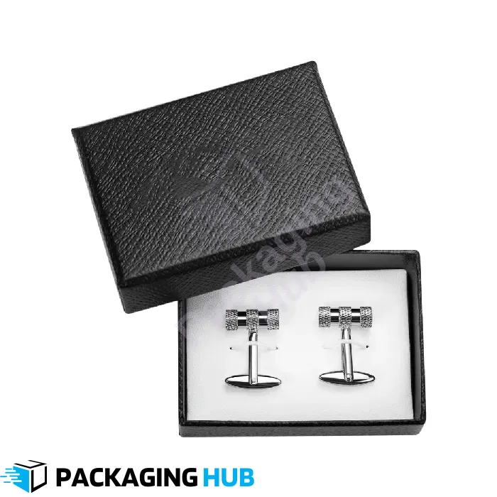 Personalized cufflink box with glass top, perfect for displaying and organizing cufflinks.