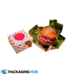 Custom-designed burger boxes with branding options.