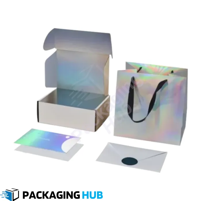 Custom holographic gift boxes designed for luxury gifts, offering an elegant and modern packaging solution