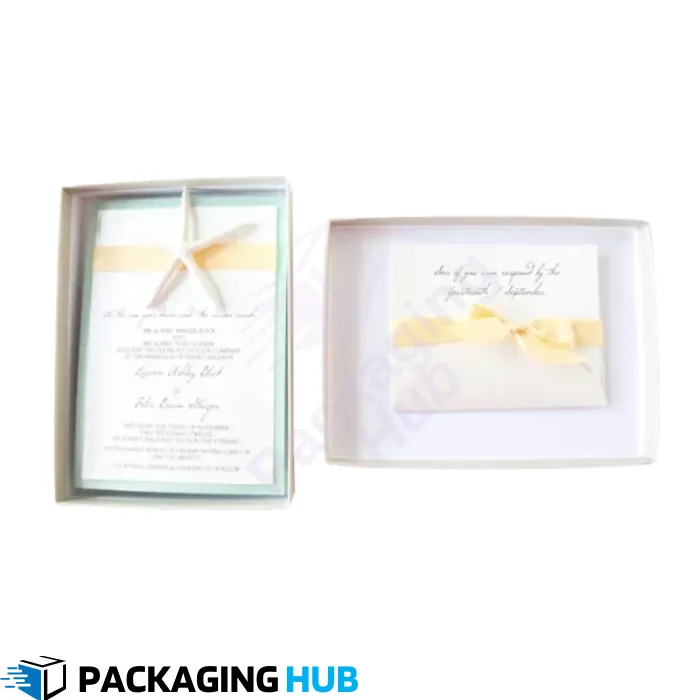 Custom invitation boxes designed for weddings, offering an elegant and premium way to present wedding invitations.