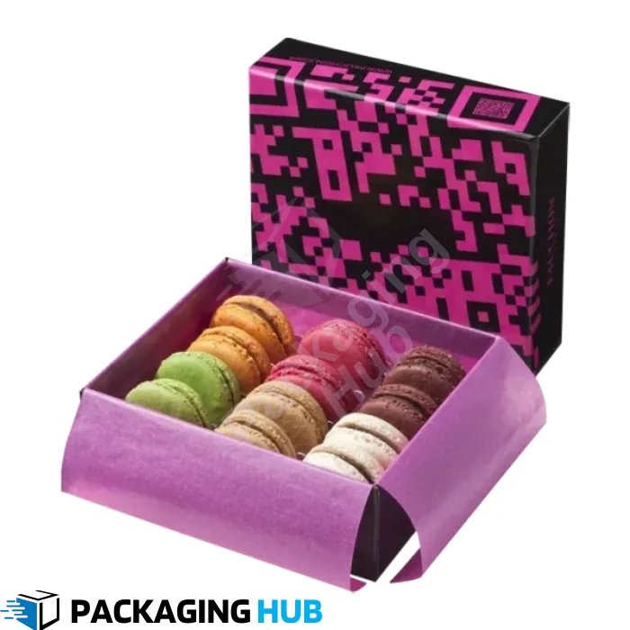 Different custom macaron box designs for weddings, corporate events, and gifts.
