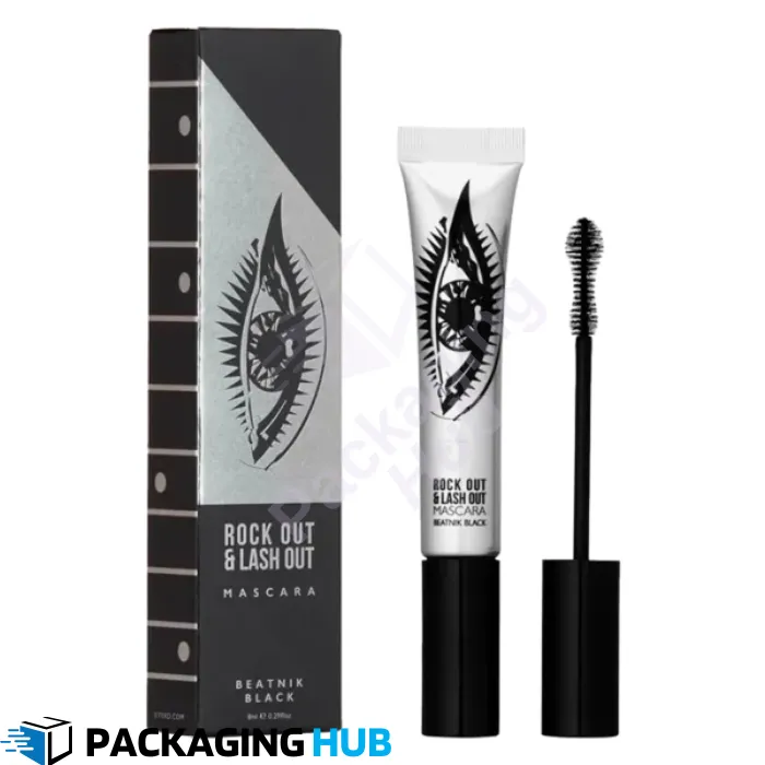 Custom mascara packaging boxes with secure design to protect and showcase beauty products.