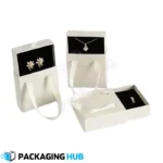 Custom necklace box featuring logo branding, perfect for businesses looking for branded jewelry packaging solutions.