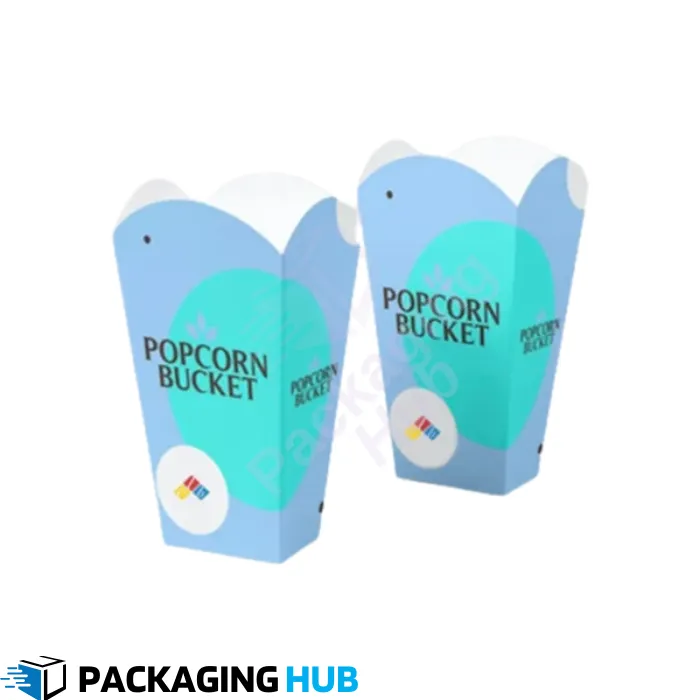 Custom popcorn boxes designed with your logo and design. Create unique and eye-catching packaging for popcorn and snacks.