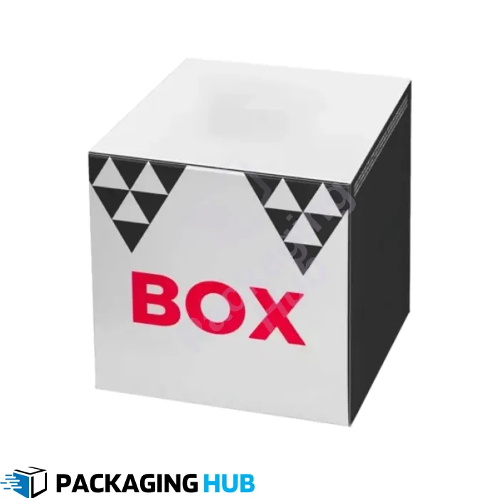 Custom printed cube packaging boxes featuring logo and branding for enhanced marketing.