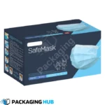 Custom printed face mask boxes featuring logo and branding for enhanced visibility.