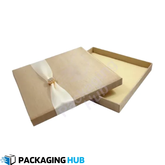 Custom printed invitation boxes featuring your logo and branding for personalized invitations.