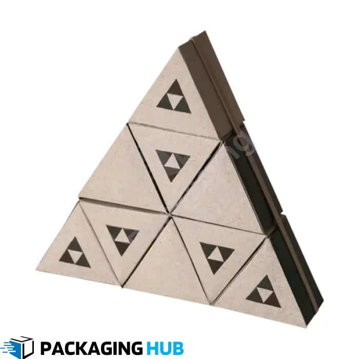 Custom pyramid boxes designed for unique and eye-catching product packaging.