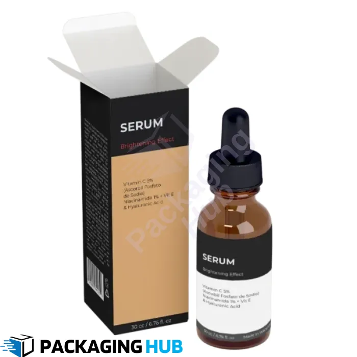 Custom serum packaging boxes for skincare brands with elegant design and durability