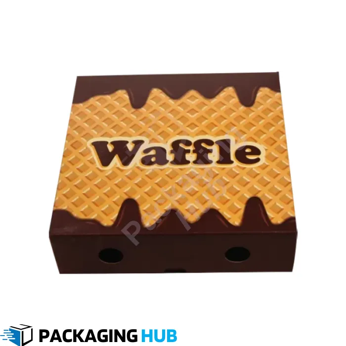 Custom waffle boxes designed for packaging waffles with personalized branding and designs.