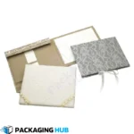 Custom wedding card boxes with elegant design and intricate details, perfect for wedding invitations.