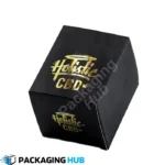 Eco-friendly custom gold foil boxes made from recyclable materials, offering luxury packaging with a sustainable approach.