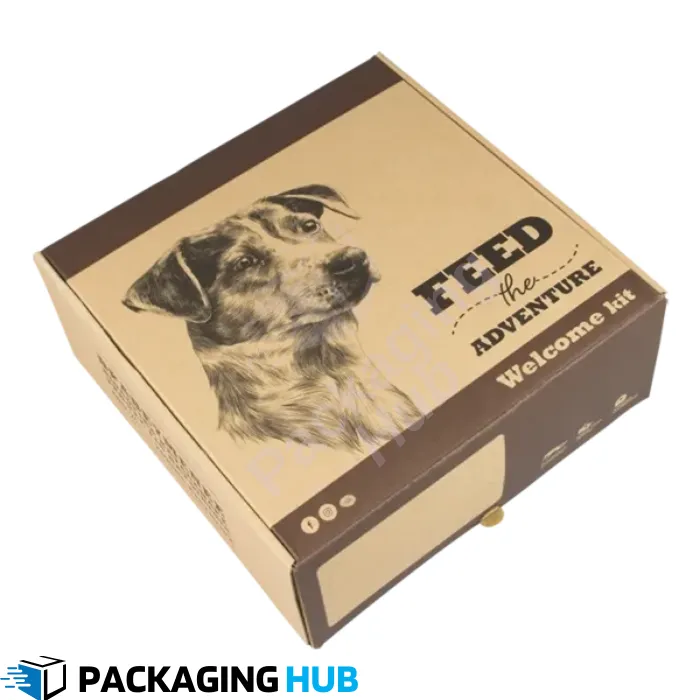 Eco-friendly pet food boxes made from sustainable materials. Biodegradable and recyclable packaging for pet food and treats.