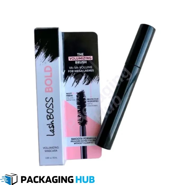Eco-friendly mascara packaging made from recyclable materials to reduce environmental impact.