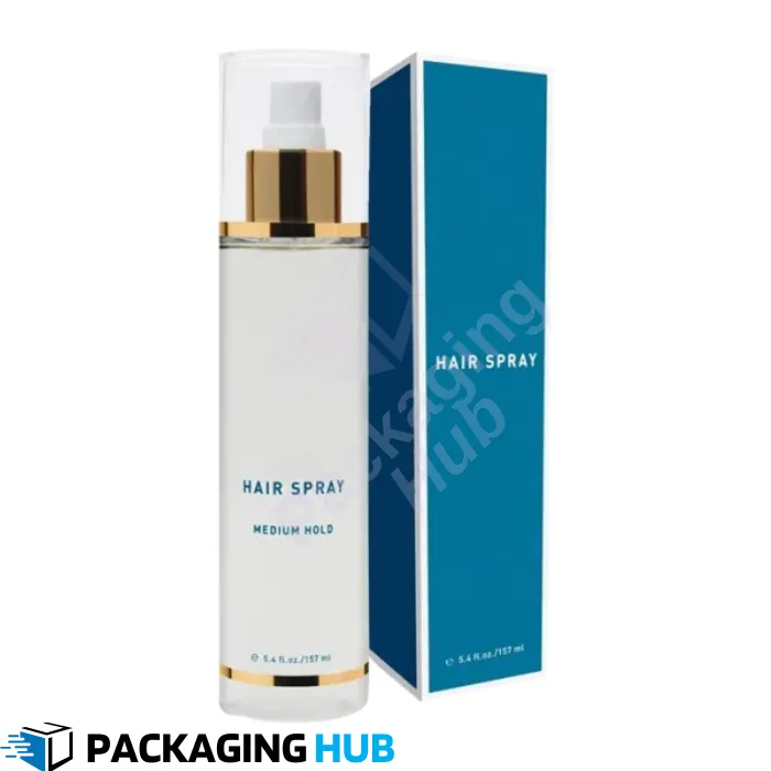 Luxury hairspray packaging featuring premium finishes like foil stamping and embossing for high-end brands.