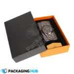 Custom watch box with personalized logo, ideal for business branding.