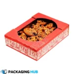Personalized snack boxes with logos and unique designs for branding.