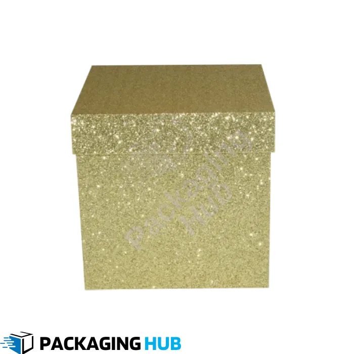 Wholesale custom glitter boxes available in bulk for businesses, offering affordable luxury packaging with a glittery finish.