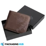 Stack of custom wallet boxes ready for bulk purchase, ideal for retailers.