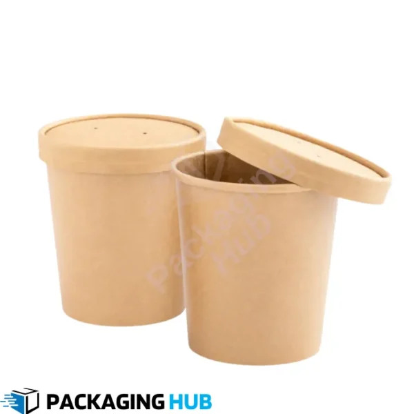 750ml disposable Kraft paper soup bowl with secure lid
