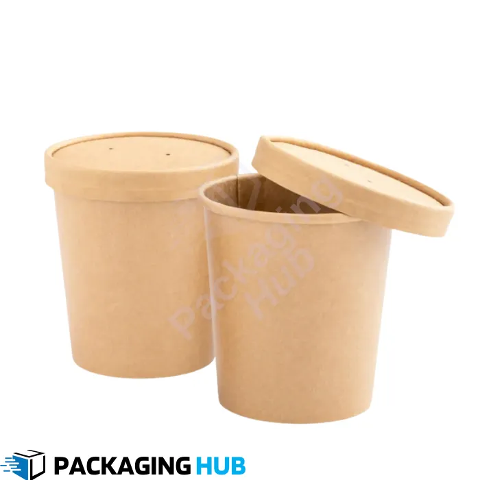750ml disposable Kraft paper soup bowl with secure lid