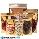 Front Clear Back Golden Standup Pouch