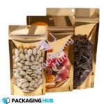 Front Clear Back Golden Standup Pouch