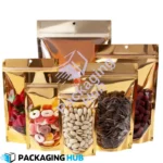 Front Clear Back Golden Standup Pouch