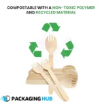 Biodegradable disposable wooden spork offering a plastic-free solution for eco-conscious consumers.