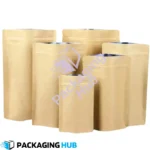 Brown kraft paper standup pouch with resealable zip for food packaging