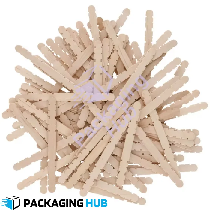 Bulk packaging of popsicle sticks, perfect for commercial use or large quantities.