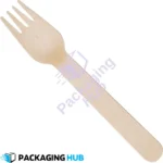 Disposable wooden fork designed for takeout and catering, made from renewable materials.