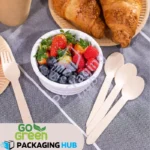 Disposable wooden spoon used for picnics, providing a sustainable and portable solution.