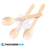 Disposable wooden spork ideal for outdoor events, providing an eco-friendly utensil option.