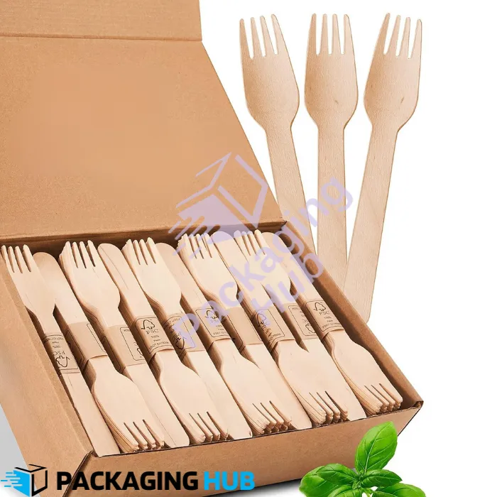 Eco-friendly disposable wooden fork made from biodegradable and recyclable materials.