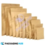 Side view of kraft paper pouch with foil lamination for durability