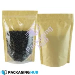 Back side of kraft standup pouch with eco look and heat-seal top