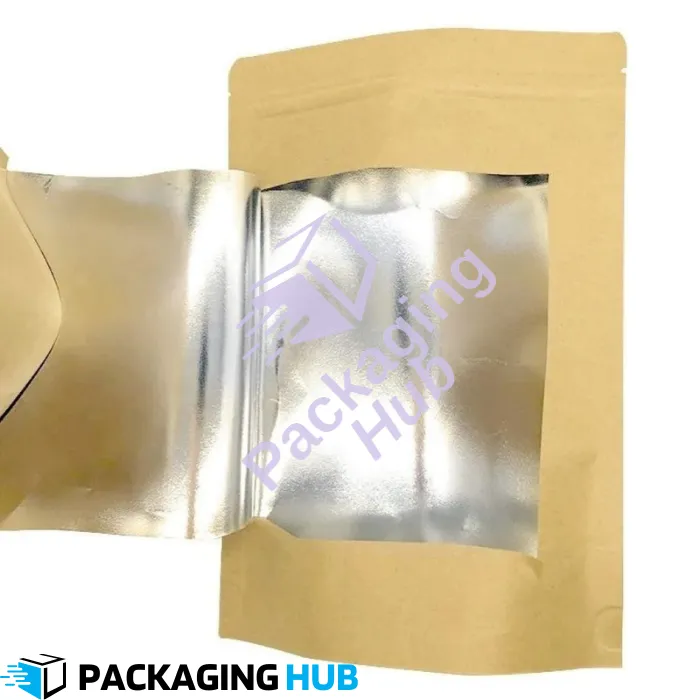 Styled kraft pouch with dry fruits – natural packaging with aluminum protection