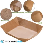 Kraft tray used for takeout, showcasing its eco-friendly design for meal packaging.