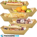 Front view of kraft tray, perfect for packaging food for events, catering, and takeout.