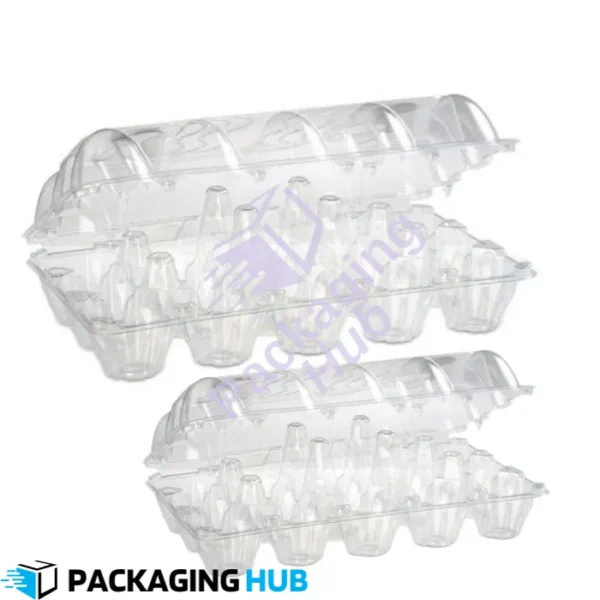 Transparent egg tray ideal for safely transporting eggs without breaking.
