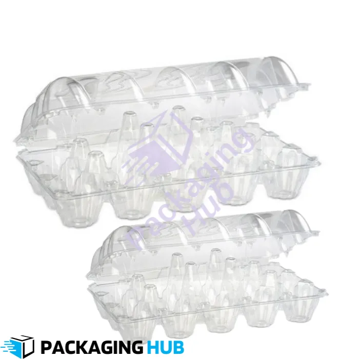 Transparent egg tray ideal for safely transporting eggs without breaking.