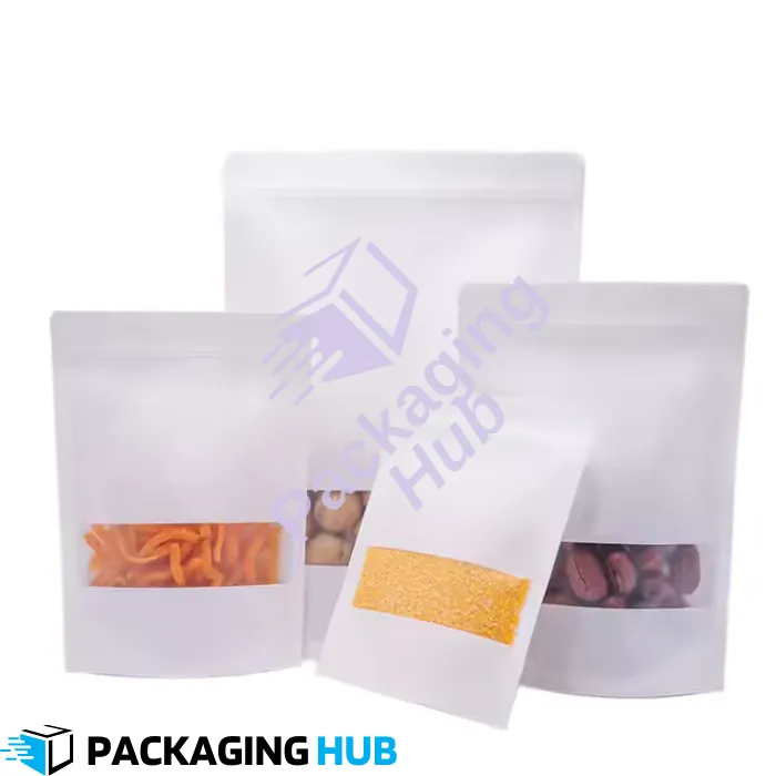 White Kraft Paper Standup Pouch